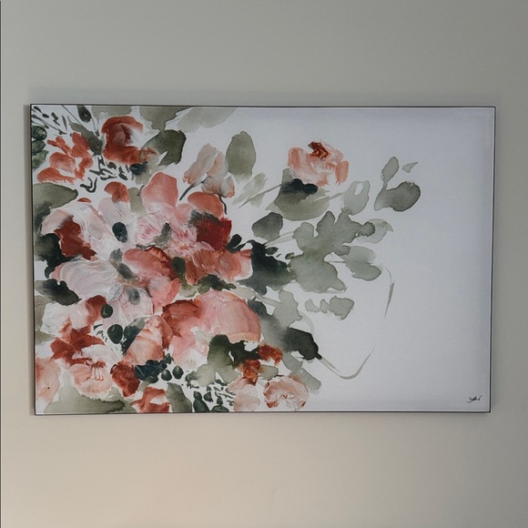 Floral Art Print with Green and Pink Tones 48x32” - Picture 1 of 3